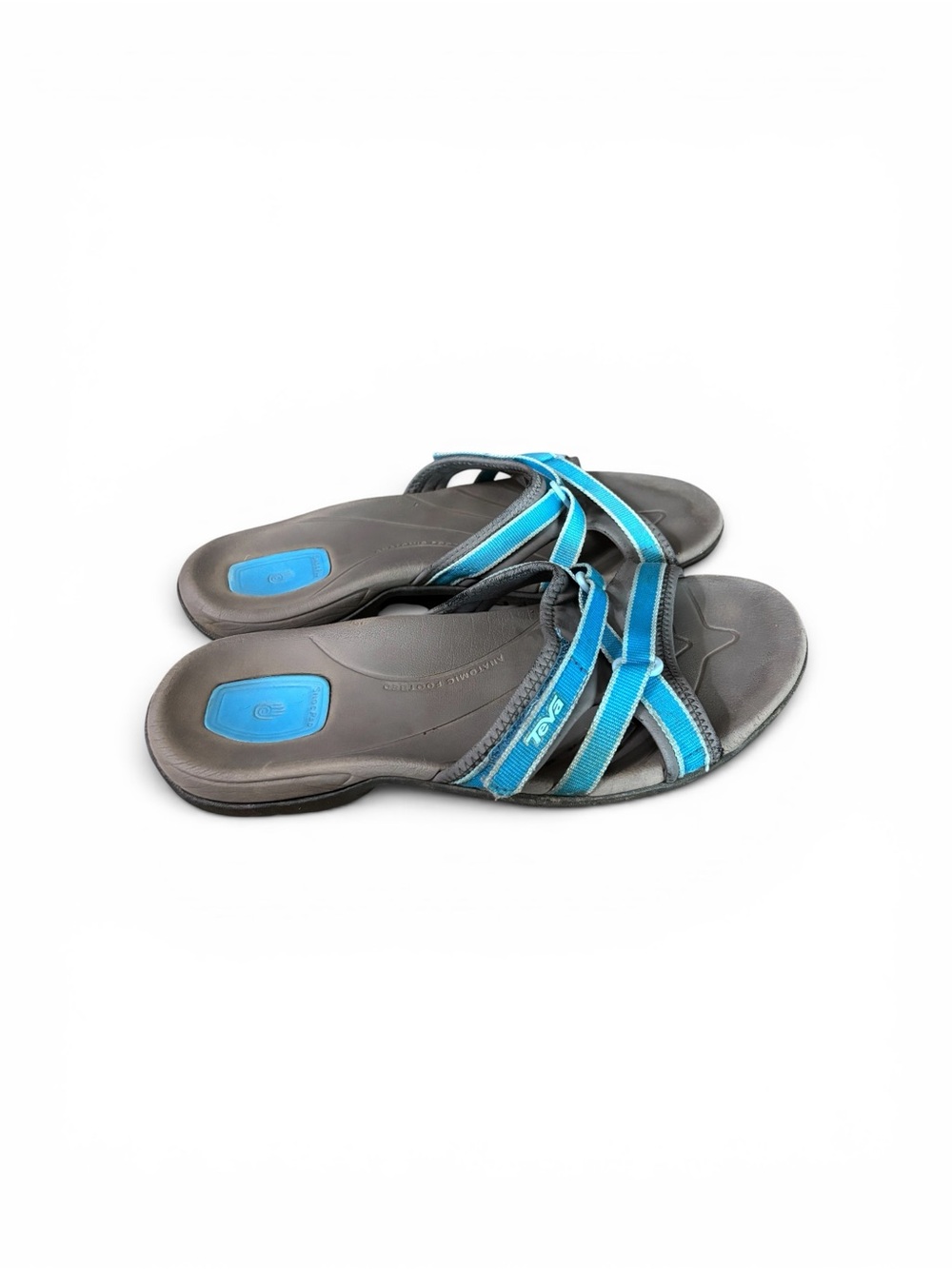 Teva Black and Gray Slip-On Sandal Tiera Slide Lake Blue size 9